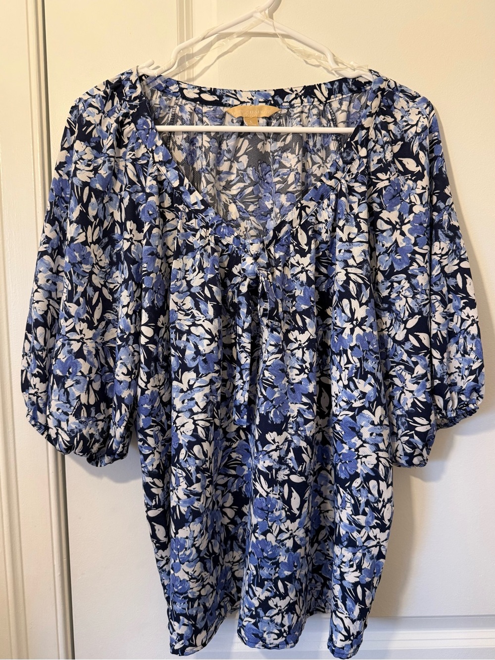 Hope & Harlow Blue Floral Scoop Neck Women’s Blouse size L